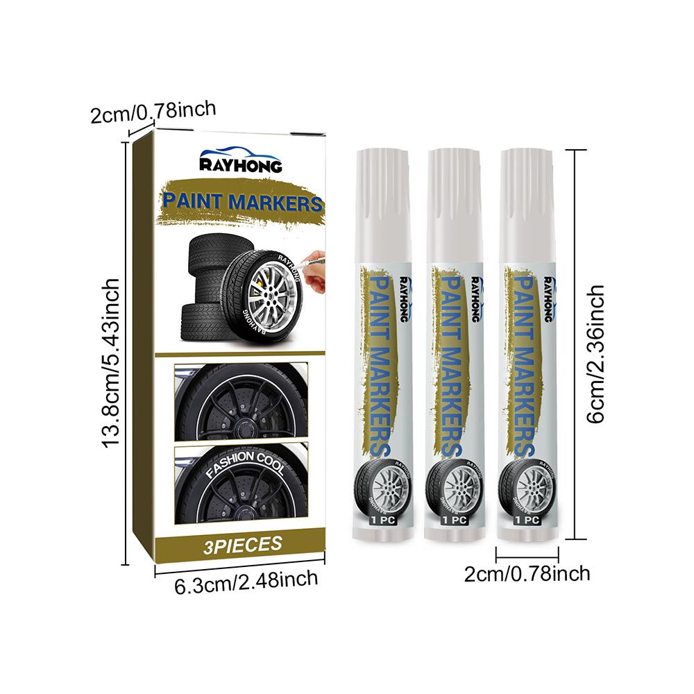 6pcs White Waterproof Cars Wheel Tire Oily Mark Pen Auto Rubber Tyre Paint Pen Cd Metal Permanent Paint Marker Graffiti Touch Up