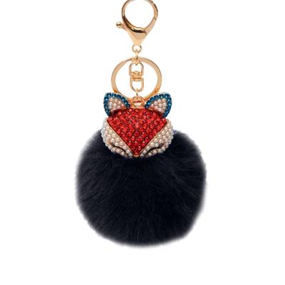 Anple Real Ball with Artificial Inlay Pearl Rhinestone Key Chain for Women