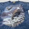 Vintage 90s BALD EAGLE TIE-DYE THE MOUNTAIN Tričko STŘEDNÍ příroda zvíře