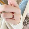 New Year's Gift Red Enamel Plum Blossom Flower Ring Women's Niche Cold Wind Plain Ring Ring Titanium Steel Plating