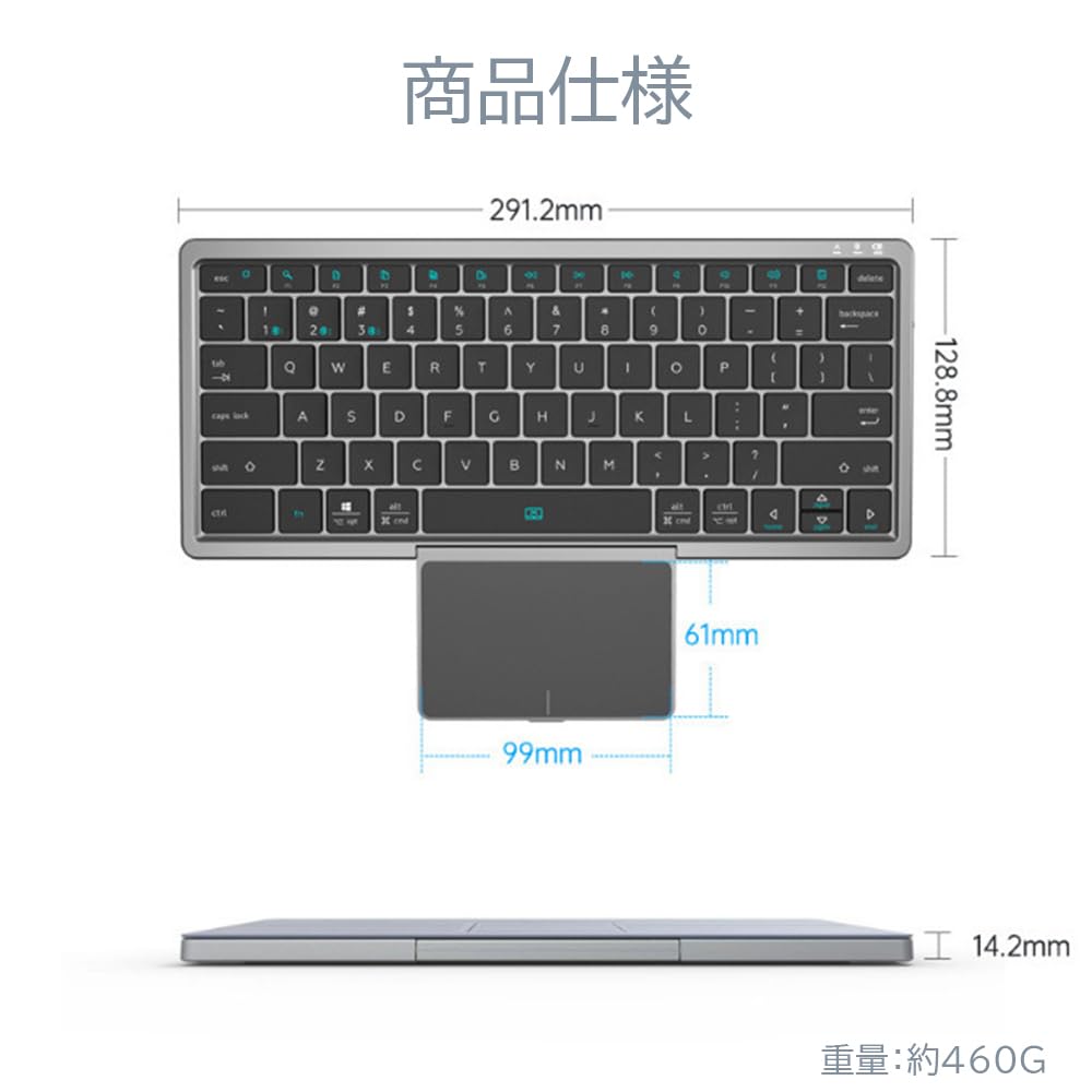 TJK Bluetooth Keyboard, Compact Wireless Keyboard, Compatible with iOSAndroidWindows, US English Layout, Tablet Keyboard with Bluetooth Connection,