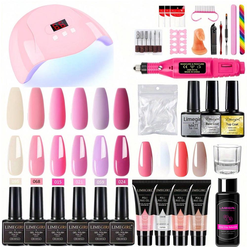 All-in-One Nail Tool Kit: Gel Polish, Builder & Extension Gel, Nail Lamp, Buffer, and Finishing Gel