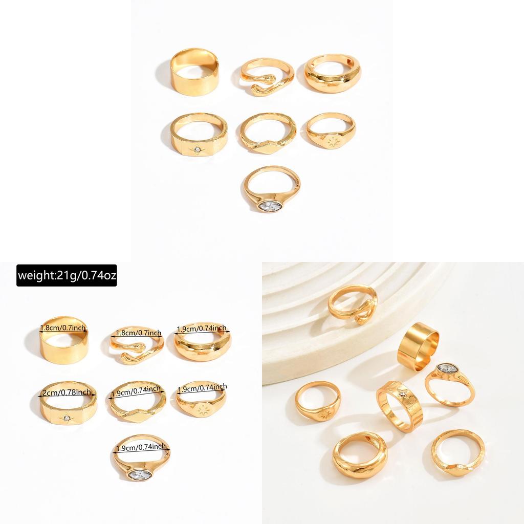 Geometric Star Ring Jewelry Set With Electroplated Zinc Alloy For Womens Fashion Accessories
