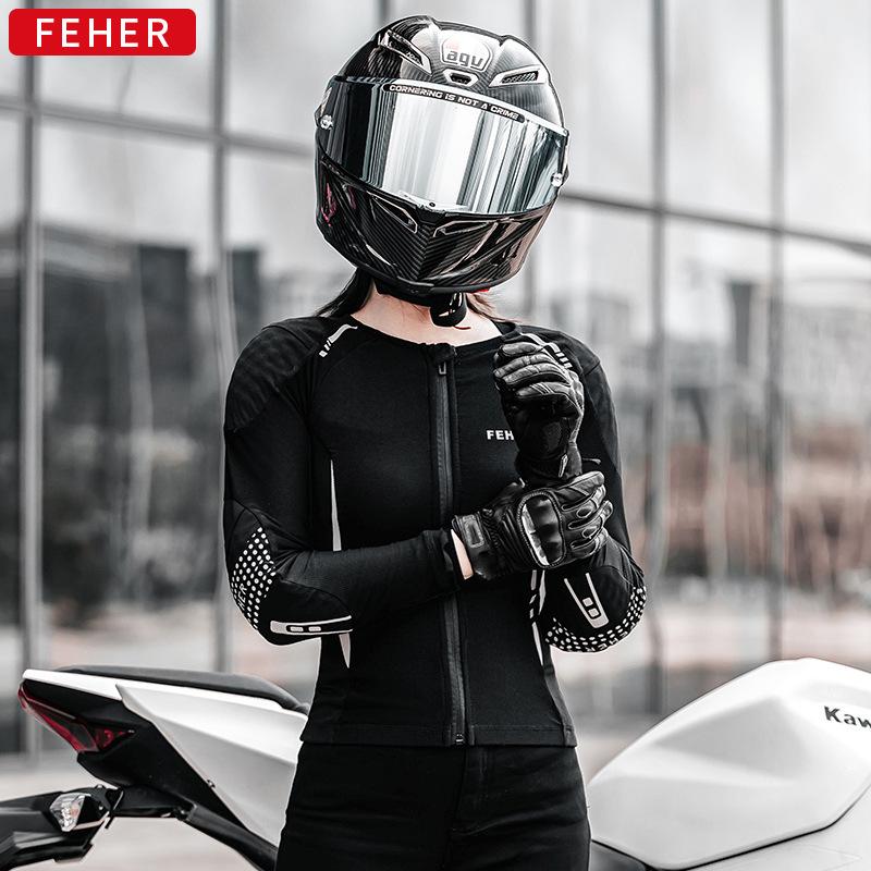 FEHER Soft Armor Summer Motorcycle Riding Suit - Breathable, Ventilated Protective Gear Top