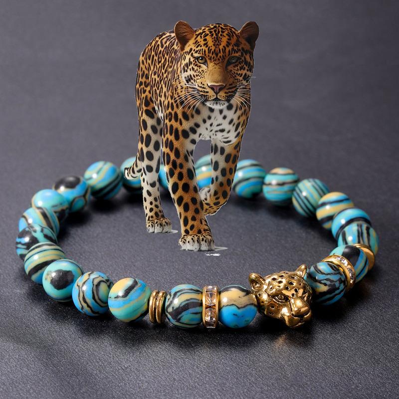 Malachite Tigers eye bracelet women men couple handmade lion leopard beads bangles cool gift for husband brother pulseras mujer