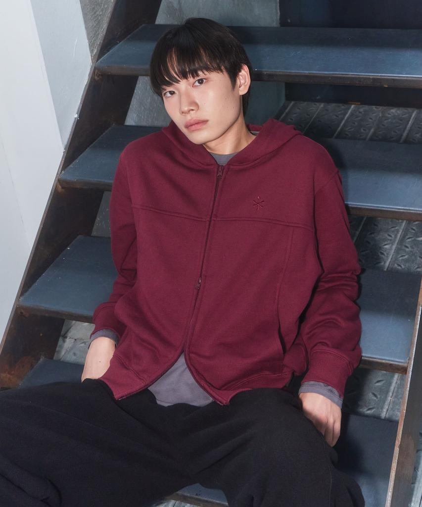 Cgp Symbol Point Zip-Up Hoodie (With Long Sleeve) - Burgundy