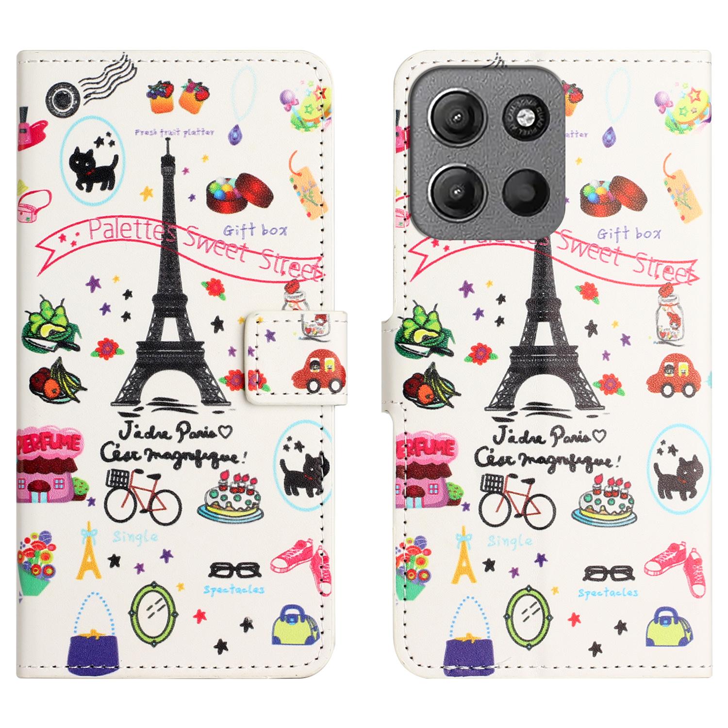 

For Motorola Moto G86 5G/G86 Power 5G Case Pattern Print PU Leather Wallet Phone Cover Eiffel Tower