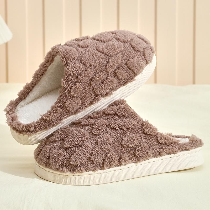 Maple leaf cotton slippers new autumn and winter indoor home non-slip thick bottom plush couple slippers