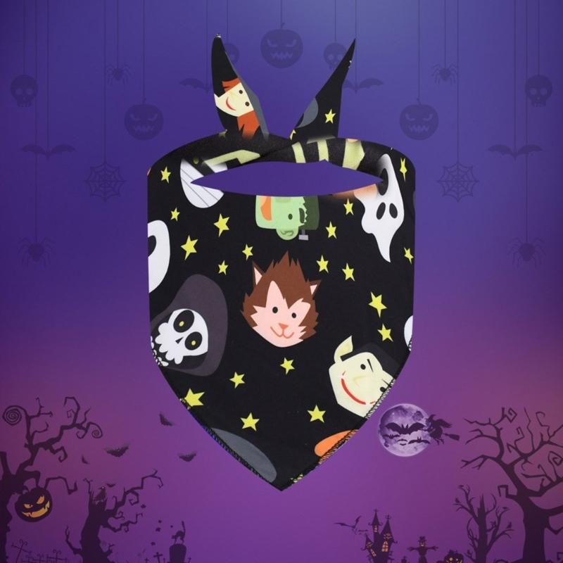 4lots Halloweens Triangular Scarf Permeable Pet Neckerchief Dog Triangles Bib for Dogs Regulable Neck