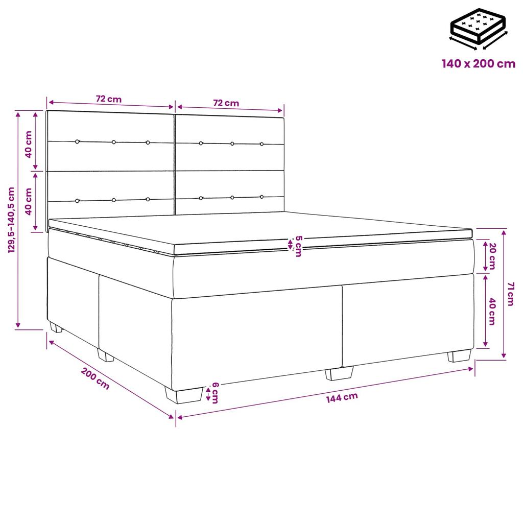 Box Spring Bed with Mattress and Headboard Blue 140 X 200 Cm Velvet
