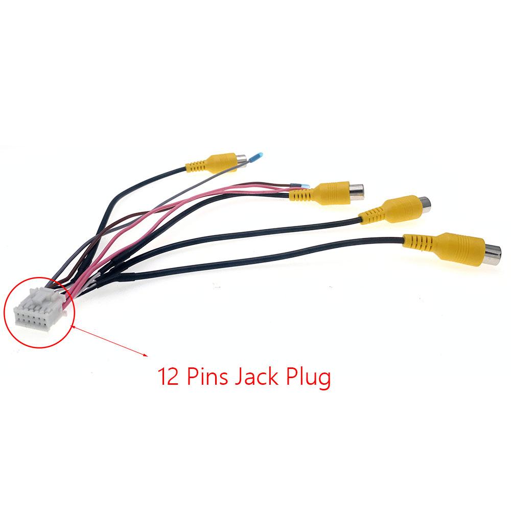 10 12 Pin Car Radio Rear View 360° Backup Camera Video RCA Input Output Cable Adapter Wiring Connector For Android Accessories