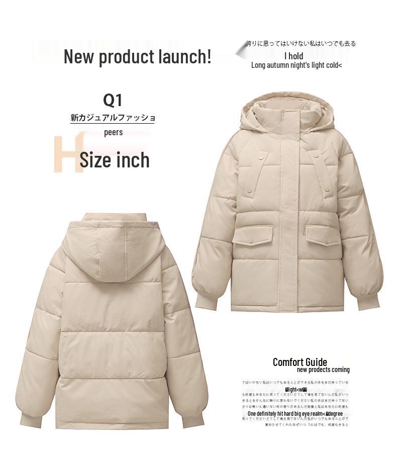 Koreansk Mote Dame Løs Dun Bomullskåpe 2025: Stilig, Varm Yttertøy