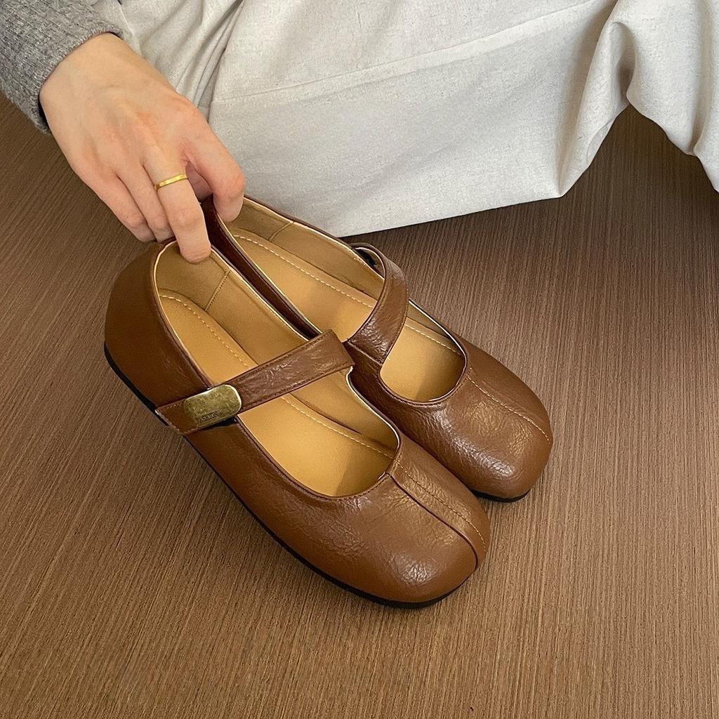 Flat silver Mary Jane shoes women's shoes new round head commuting versatile light mouth single shoes
