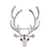 Rhinestone Christmas Badge Animal Deer Metal Brooch Unique Elk Head Brooch  Boys