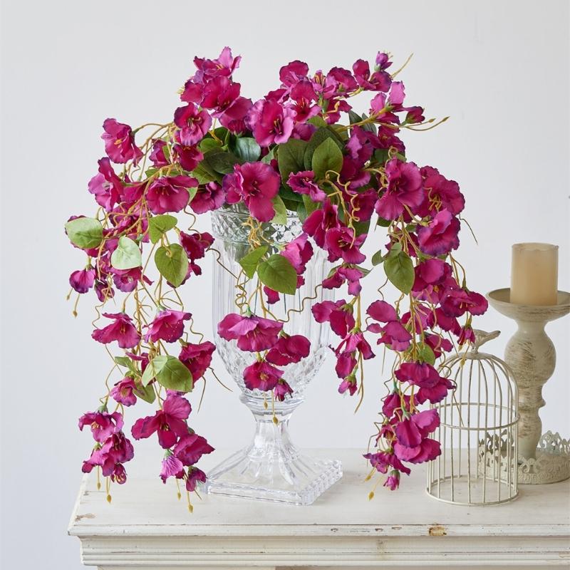Cascading Hanging Flower Accent, Artificial Silk Wall Decoration 22.8in for Porch Window Entryway and Room Home Display
