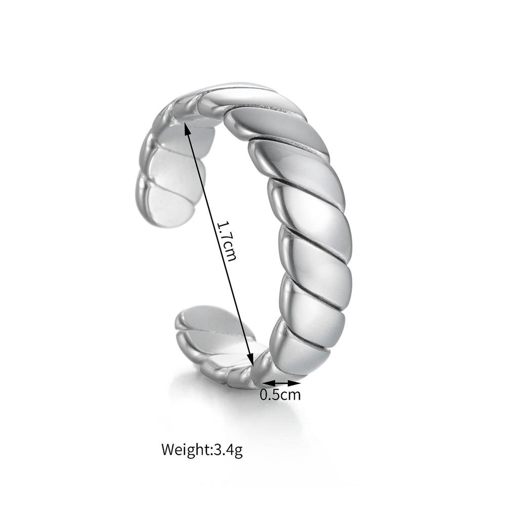Minimalist Twisted Stripe Stainless Steel Ring: Wheat Ear Design, Colorfast, Open, for Couples. Suitable for Women.