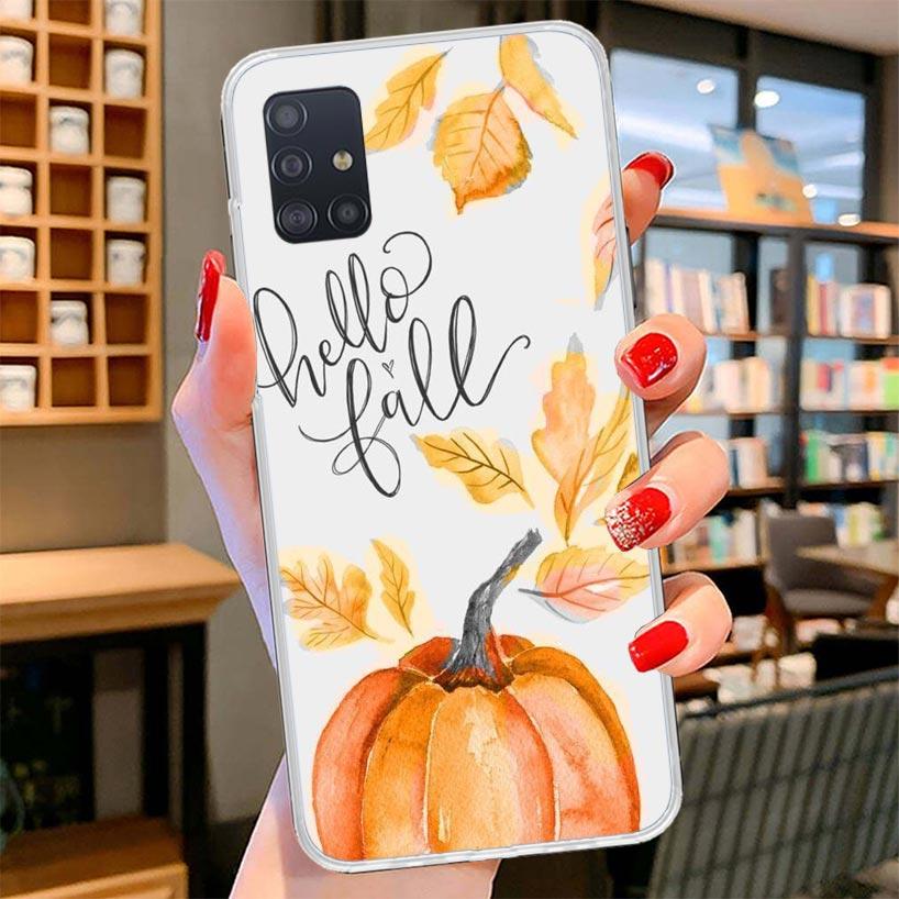 Pumpkin Happy Fall Autumn Cover Phone Case For Samsung Galaxy A12 A22 A32 A52 A72 A02S Phone Case Note 20 Ultra 10 S10 Plus A51