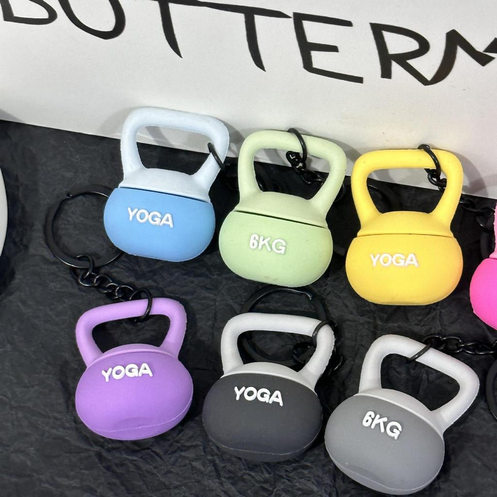 Eco-friendly Soft Rubber Kettlebell Keychain: Yoga Fitness Bag Charm & Creative Souvenir Gift