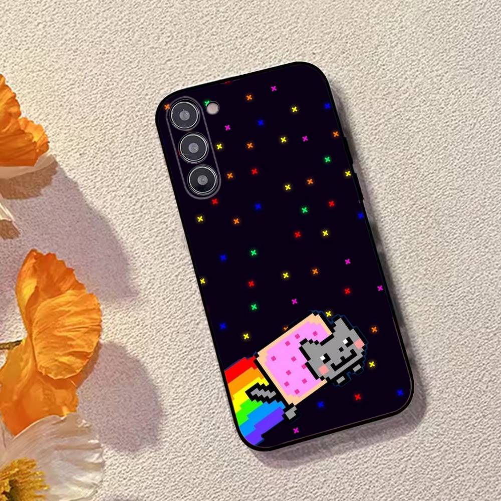 Cute N-Nyan Cat Phone Case Silicone Soft For Samsung Galaxy A73,A72,A71,A70,A53,A52,A51