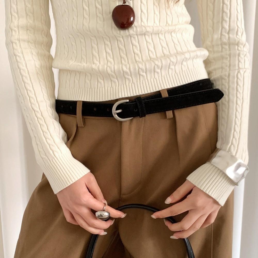 

Fashion Pin Buckle Suede Leather Belt Luxury Design Versatile Women Waist Belt Retro Waistband Jeans Decoration