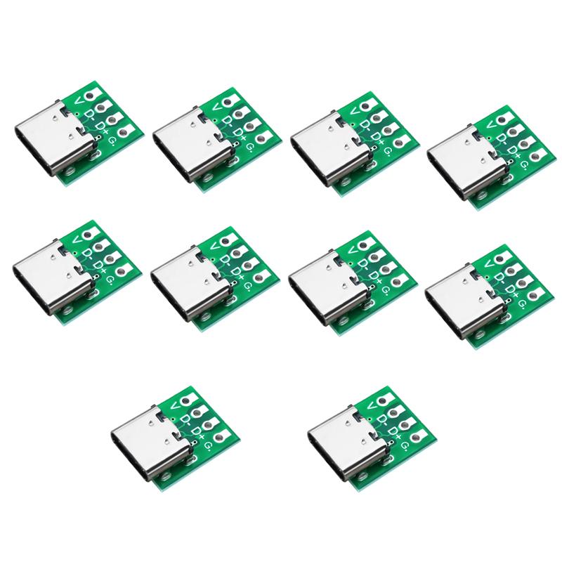 10Pcs USB 3.1 Type C Connector 16 Pin Test PCB Board Adapter 16P Connector Socket For Data Line Wire Cable Transfer