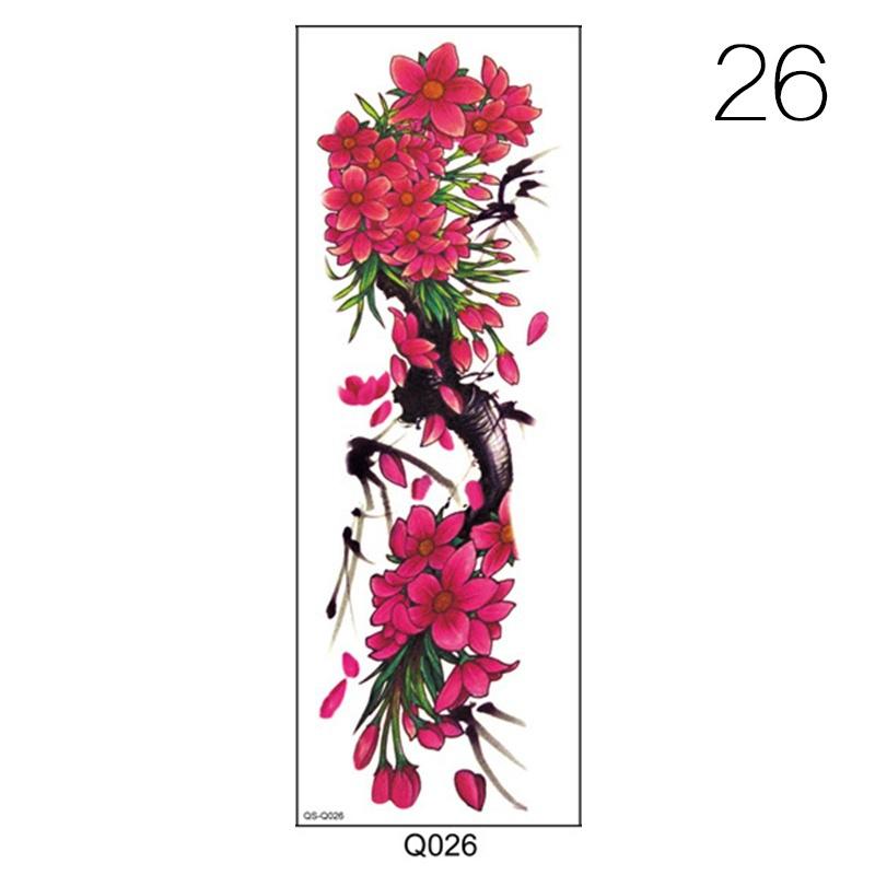 1 Piece Tattoo Sticker Full Flower Arm Fish Peacock Lotus Pattern Temporary Makeup Body Art