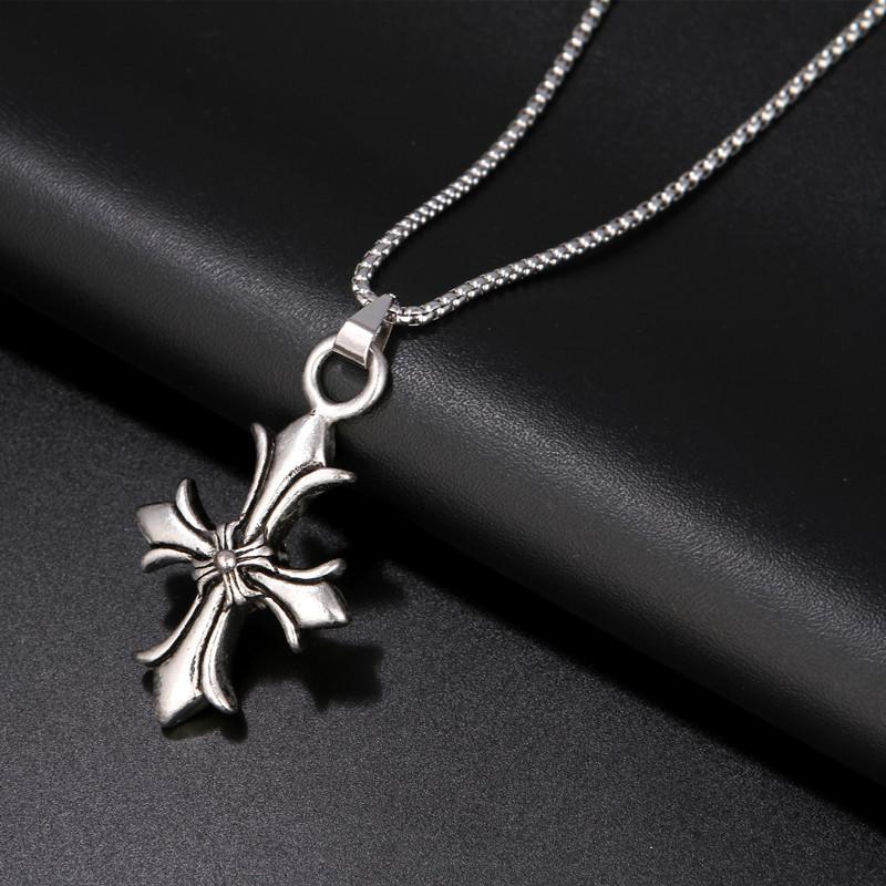 Vintage Silver Fashion Accessories, Flower Ben Cross Pendant Pendant Necklace Trendy Men'S Ladies Jewelry Necklace Warm Dan