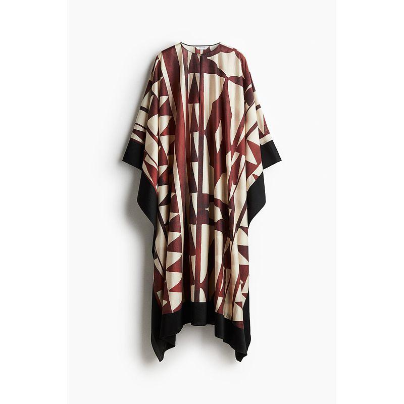 

HM Women s Clothing Dress 2025 Summer New Arrival Loose Ocean Print Dress Kraft Tan Dress 1291058