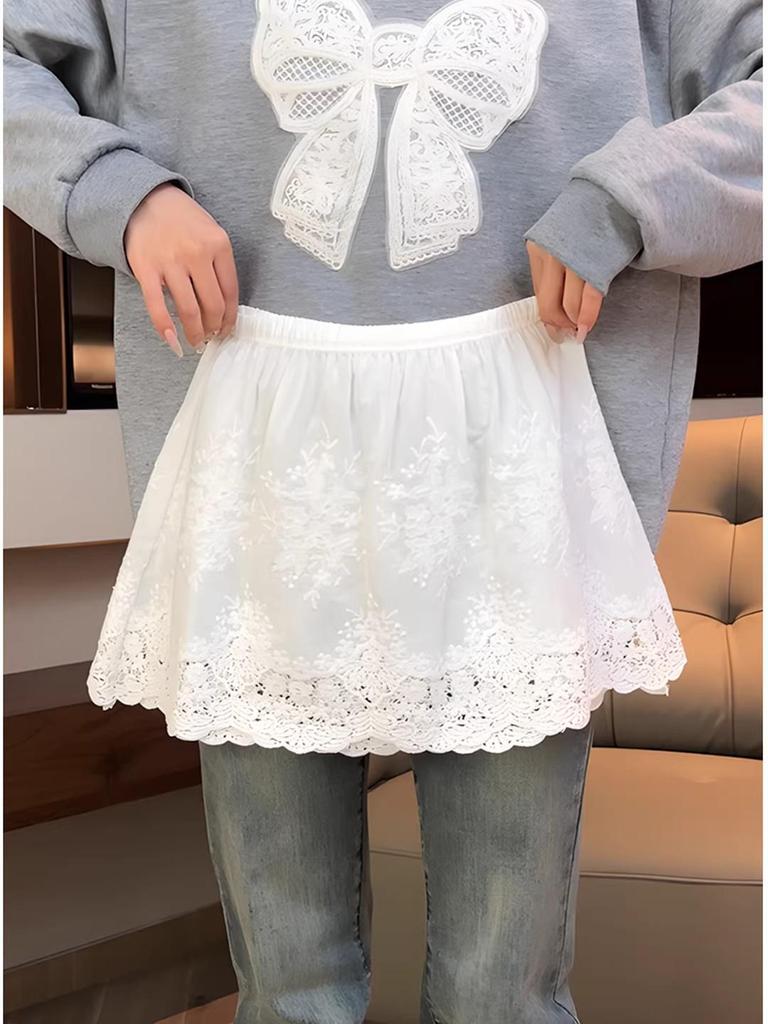Hoodie Hem Lace Skirt: Butt-Covering High Waist Layer for Autumn/Winter