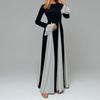 Women's Black White Color Block Maxi Dress Spaghetti Strap Sleeveless Fit and Flare Elegant Long Dress