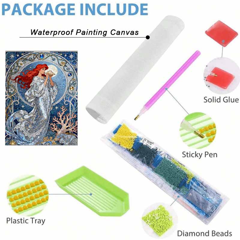 Disney 5d Diamond Painting, Ariel Mermaid Diamond Art Painting Diy Handmade Sticker Gift, Home Decoration Painting