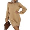 Women's autumn and winter dress casual off-the-shoulder lantern sleeve knitted sweater skirt