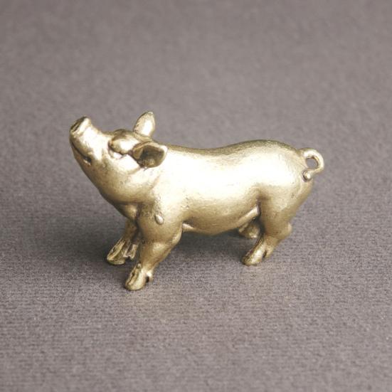 Pig Ornament Delicate Adorable Vivid Copper Miniature Pig Figurine Desk Ornament Home Decoration