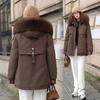 Pie Overcome Inside Velvet Women's Big Fur Collar Winter New Thin Down Cotton Jacket