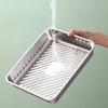 Stainless Steel Dumpling Plate With Lid Rectangular Tray For Cooking Baking And Grilling Durable Serving Plate For Dumplings Rice And BBQ