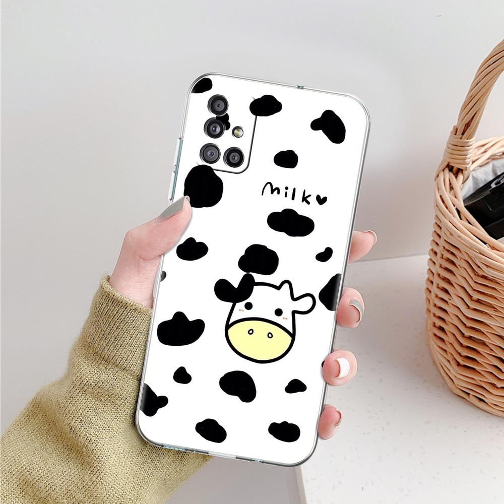Case For Samsung A15 A13 A35 A55 A51 A71 A41 A31 A21S A05 A17 A23 A25 A33 A53 A73 5G A07 4G Cover Dairy Cattle Cow Speckle Cute