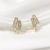 Korean-Style S925 Silver Double-Layer Shell C-Shaped Earrings for Women