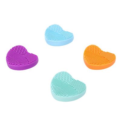 Heart Shaped Makeup Brush Cleaner Pad Dual Texture Portable Travel Silicone Brush Cleaning Mat