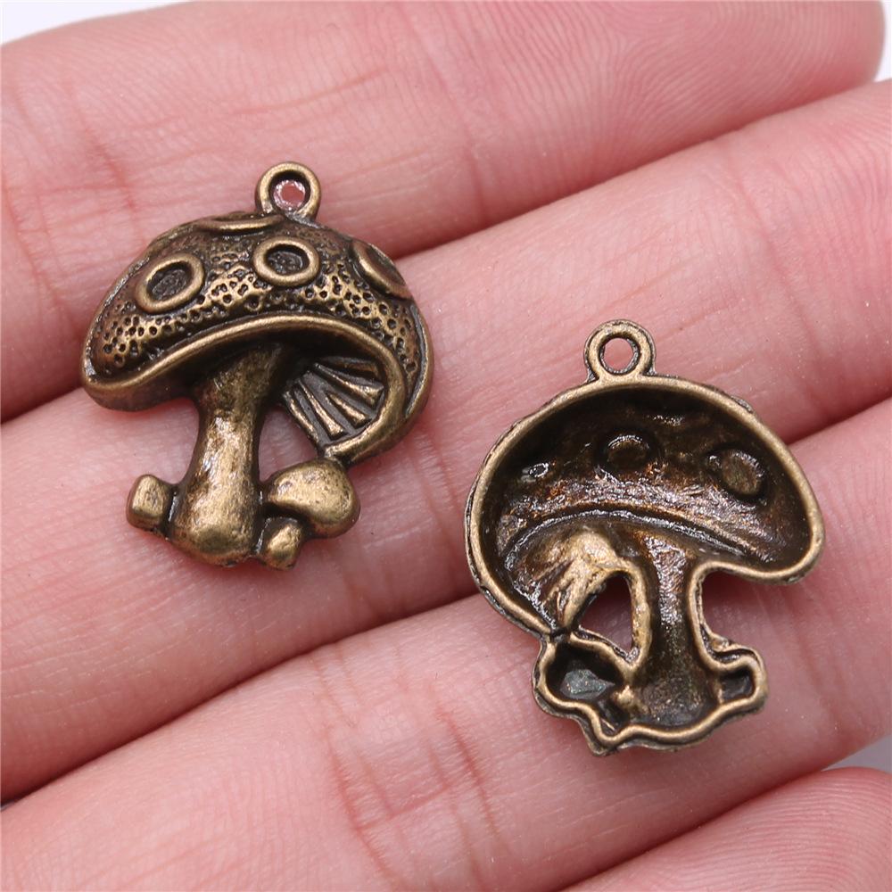 10pcs Mushroom Charms Antique Bronze Silver Color Pendants DIY Making Findings Handmade Tibetan Jewelry
