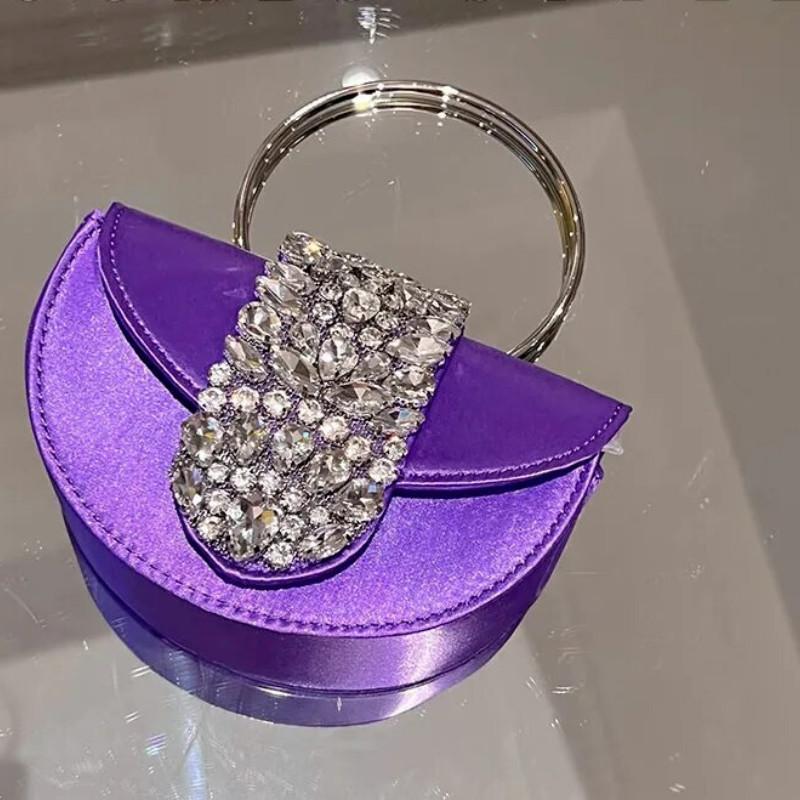 Sparkling Rhinestone Wedding Party Trendy Evening Bag – Elegant Retro Satin Shoulder & Crossbody Purse Women Handbags Clutch Purse