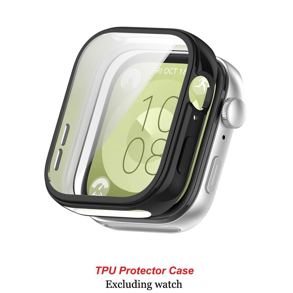 Glass+veske for Huawei Watch Fit 3 All-Around skjermbeskytter Hard PC Bumper Herdet glass Klokkeveske for Huawei Watch Fit 3