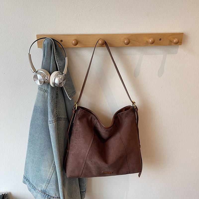 Wandering Mocha Suede Tote Bag Women's Early Autumn New Large-capacity Commuter Shoulder Messenger Bag