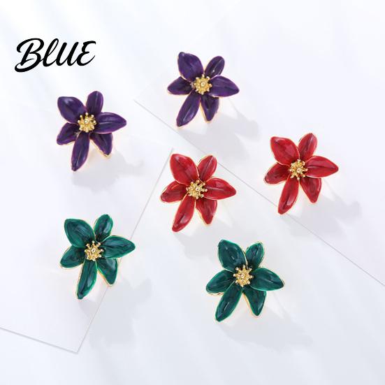 Fine Workmanship Earrings 1 Pair Stud Retro Style Colorful Enamel