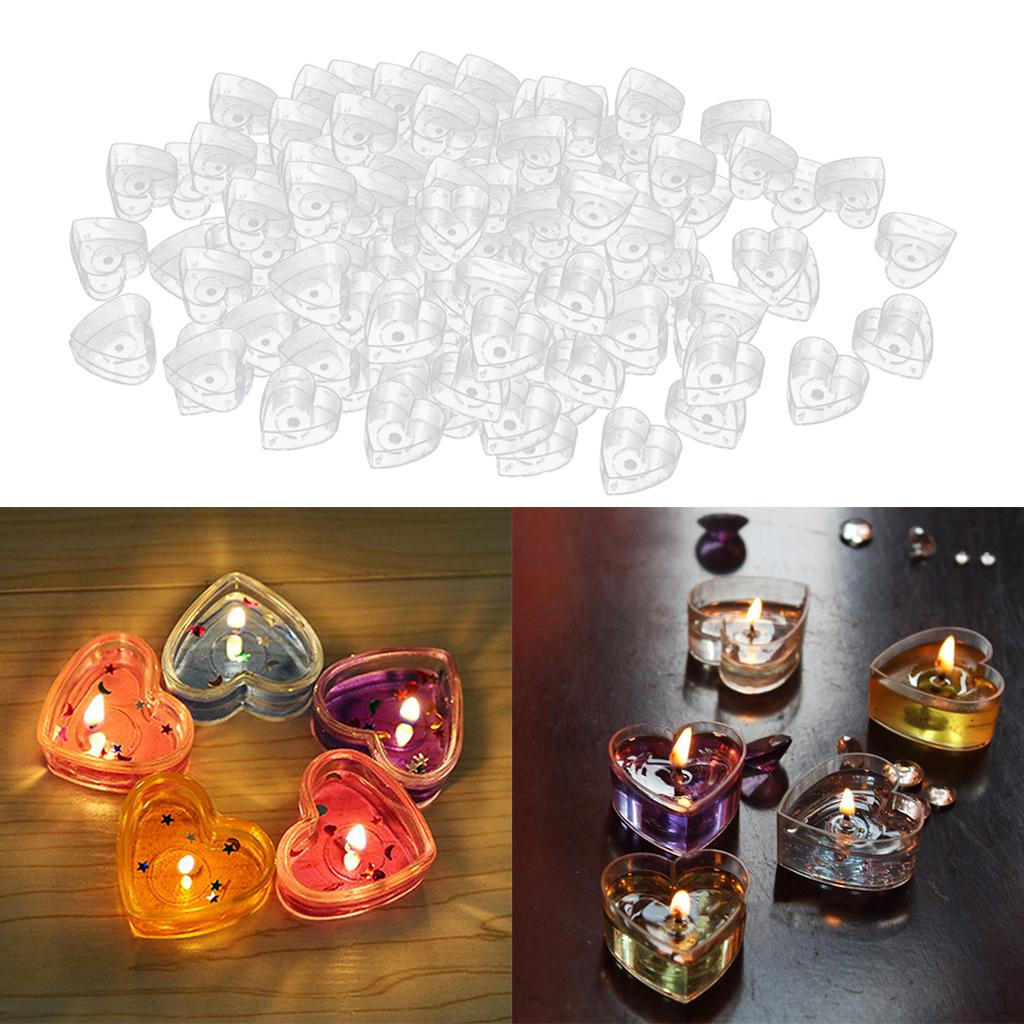 Cheap 200 Pieces Heart Shapes Clear Plastic Tealight Cup Holders Candle