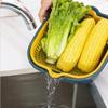 2pcs/Set Double Layer Drain Basket Kitchen Fruit Tray Multifunctional Fruit Vegetable Basin Draining Household Washing Tools