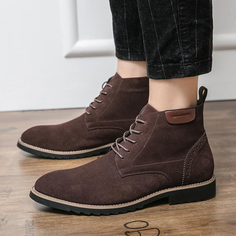Casual formal high top men's leather shoes Retro gentleman style Outdoor leisure Daily Business Office Plus Size Adult shoes New