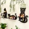 Estante de madera con forma de gato negro, estante flotante con fases lunares, soporte para cristales de chakras, soporte de exhibición de piedra, decoración de pared, decoraciones para el hogar de brujas