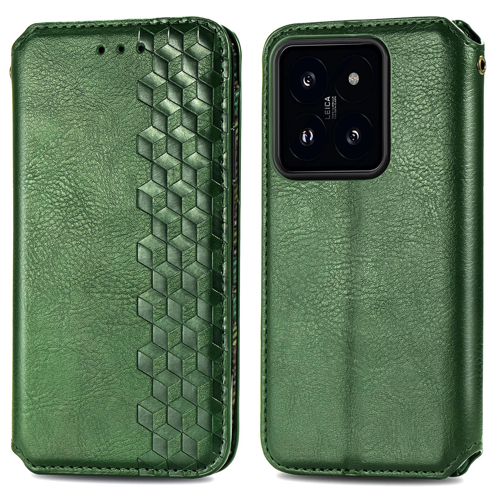 For Xiaomi 14T Pro PU Leather Case Rhombus Imprint Wallet Stand Phone Cover C