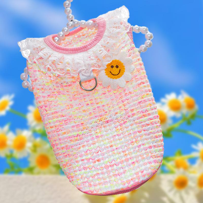 

Spring and Summer Dog, Cat, Pet Cat Clothes, Elastic and Breathable, Bear, Dwarf Cat, French Fight XS розовый