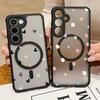 For Samsung Galaxy S24 S23 S22 Ultra S24 Plus S23 FE Flowers Case Magnetic For Magsafe Wireless Charging Clear Matte Phone Cover